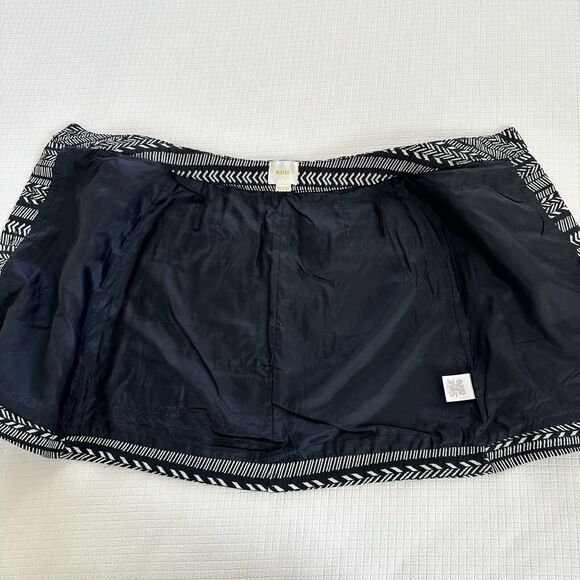 Anthropologie Maeve Black White Tribal Pattern Button Up Mini Skirt US 2 - Picture 7 of 11